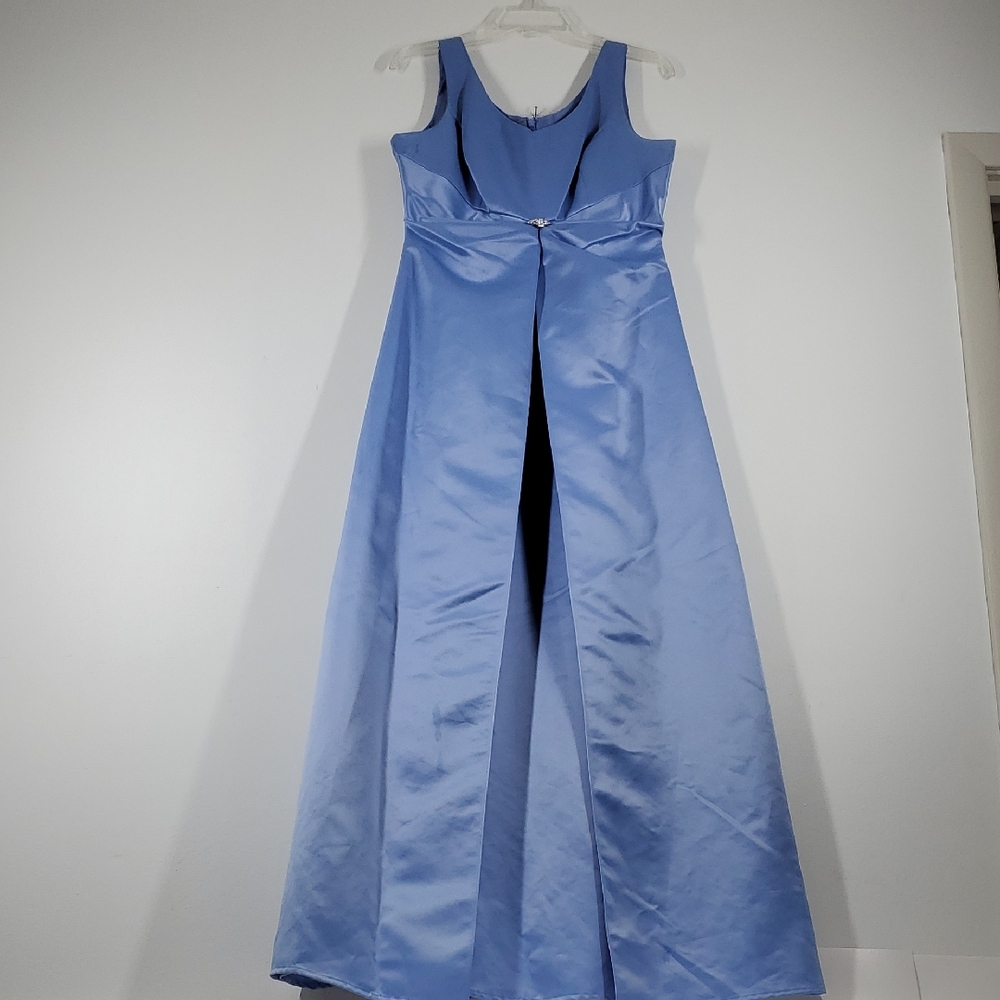 Vintage Y2K Chadwick's Blue Taffeta Formal Evening Gown Dress Size 10